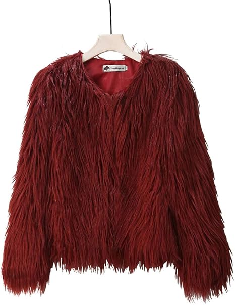 red shaggy jacket