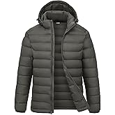 Rdruko Men's Puffer Jacket with Detachable Hood Lightweight Water Resistant Insulated Winter Puffy Coat