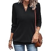 EADINVE Womens V Neck Long Sleeve Sweatshirts Lightweight Pullover Cute Fashion Cute Fall Clothes Tunic Tops 2025