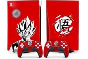 Toxxos Anime Console and Controller Skins Cover for PS5 - Full Set of Red Accessories Skins for Controllers and Console