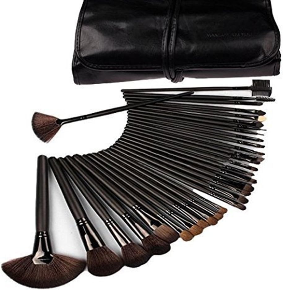Makeup Brushes, Makeup Brush Set, MONOLED 32 PCS Natural Synthetic Bristle Wooden Handle Cosmetics Foundation Eyeliner Mascara Eyeshadow Face Powder Blush Lipstick Makeup Brush Black