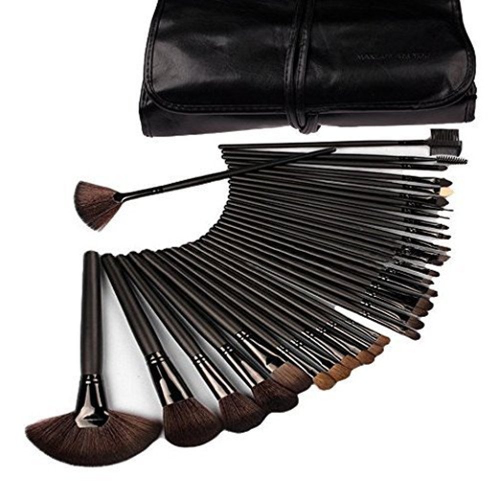 Makeup Brushes, Makeup Brush Set, MONOLED 32 PCS Natural Synthetic Bristle Wooden Handle Cosmetics Foundation Eyeliner Mascara Eyeshadow Face Powder Blush Lipstick Makeup Brush Black