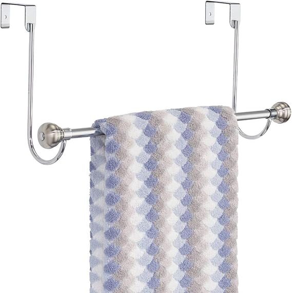 mDesign OvertheShower Door Towel Rack Bar for Bathroom Chrome/Stainless Steel Amazon.co.uk