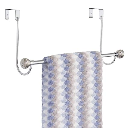 Mdesign Over The Shower Door Towel Rack Bar For Bathroom Chrome Stainless Steel