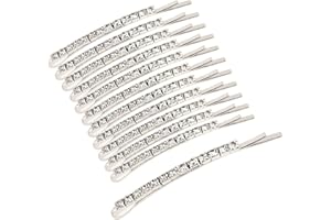 SUMAJU 12 Pieces Rhinestone Bobby Pins, Silver Metal Hair Clips Diamond Bobby Pins Crystal Hair Pin for Prom Bridal Wedding Hair Accessories Gift Stocking Stuffers for Women Girls