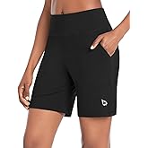 baleaf Bermuda Shorts for Women High Waisted 7'' Athletic Long Workout Running Shorts with 3 Pockets