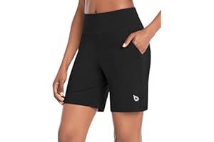 baleaf Bermuda Shorts for Women High Waisted 7'' Athletic Long Workout Running Shorts with 3 Pockets