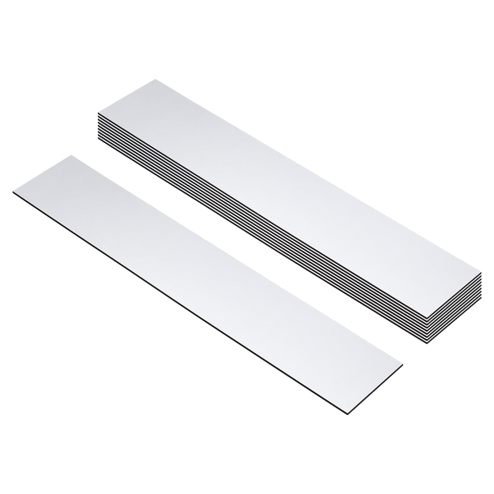 PATIKIL 10x2inch Blank Name Plates, 10Pcs Custom Engraved Name Plate Rectangle Laser Engraving Blanks for Personalized Office Desk DIY Painting Supplies, Light Grey, Black