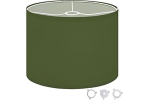 Drum Lamp Shades Solid Olive Green Fabric Texture Lampshade for Table Lamps Floor Lamps 13" W x 13" W x 10" H Easy Assembly R