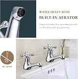 Wasserrhythm Victorian Basin Pillar Taps Pair Chrome Brass Cross Lever view 5
