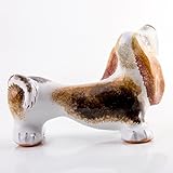 Books.And.More Basset Hound Ceramic Figurine Symbol of The Year 2018. Majolica