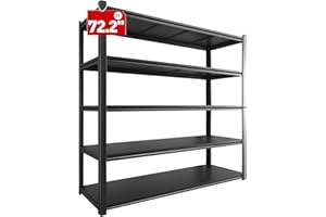 Howzone 48.2" W Garage Shelving 3000LBS Storage Shelves Heavy Duty Garage Storage Shelves Adjustable 5 Tier Metal Shelves for Storage Industrial Heavy Duty Shelving Utility Shelf 24.2"Dx48.2"Wx 72.2"H