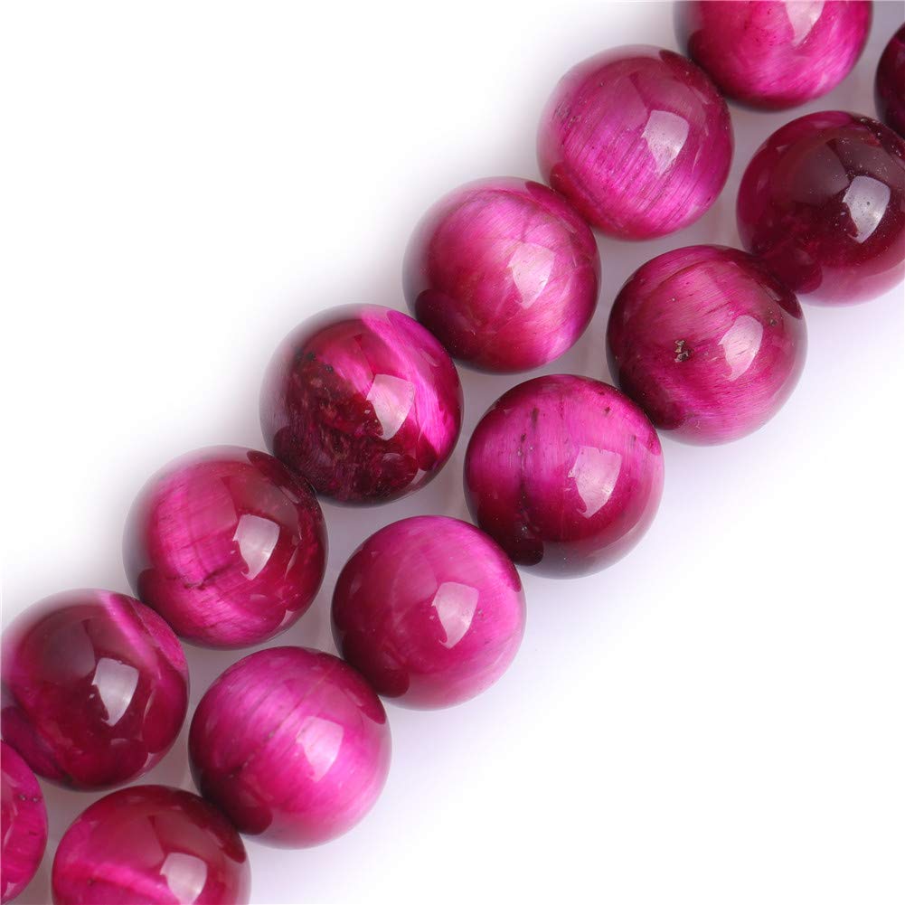 GEM-Inside 10mm Pink Tiger's Eye Round Gemstone Semi Precious Loose Beads for Jewellery Making 15"