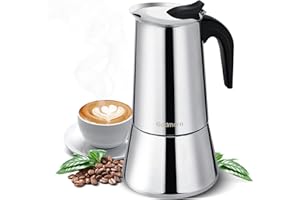 Godmorn Stovetop Espresso Maker, Moka Pot, Percolator Italian Coffee Maker, 600ml/20oz/12 cup (espresso cup=50ml), Classic Cafe Maker, stainless steel, suitable for induction cookers