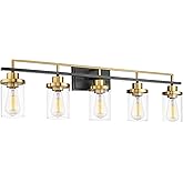 Emliviar 36 Inch 5-Light Bathroom Light Fixtures with Clear Glass Shade, Modern Vanity Lights Over Mirror for Bathroom, Bedro
