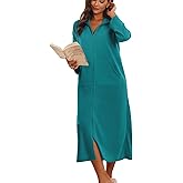 Ekouaer Women Zipper Robe Long Sleeves House Coat Soft Bathrobe Sleepwear with Pockets Housecoat Loungewear