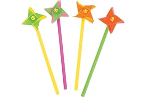 Fun Express Plastic Mini Neon Two-Tone Pinwheels