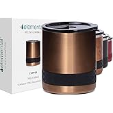 Elemental Recess Lowball Tumbler, 10oz Triple Wall Stainless Steel Cup with Non-Shattered Tritan Lid, Insulated Whiskey Glass, Insulated Coffee Tumbler Mug for Hot & Cold Drinks - Copper