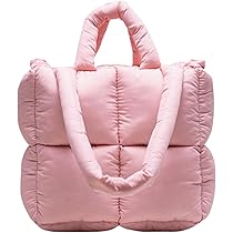 Amazon.com: Puffer Tote Bag Women's Glossy Quilted Zipper