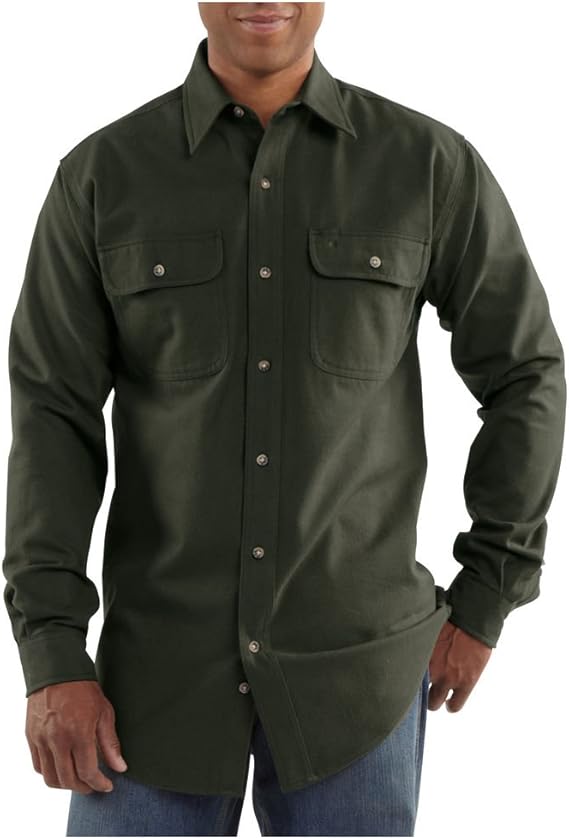 Carhartt Men's Heavyweight Solid Flannel Shirt Button Down