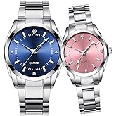 Couple Watches Men and Women Gold Silver Stainless Steel Watch Fashion his and Hers Watches Set
