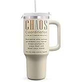 Pandzee Gifts For Women - Chaos Coordinator Birthday Christmas Mother Day Gift for Mom Sister Best Friend Boss Coworker Manager Teacher Assistant - Funny Gift 40oz Tumbler With Handle & Straw Lid