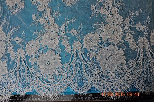 Corded Chantilly Lace, with eyelashed borders, 140 cm wide, ivory, CH068