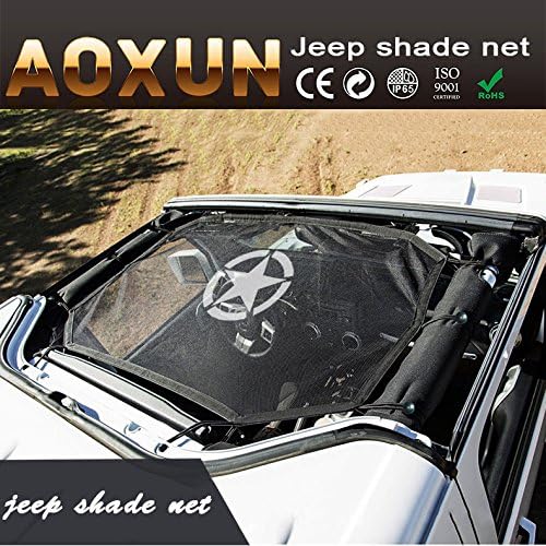 Front Eclipse Sunshade Mesh Bikini Top Cover Provides UV Protection for 2/ 4 Door for Select Jeep Wrangler Unlimited JK Models Black (S)