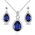 Crystalline Azuria Jewelry Sets for Women Wedding Jewelry Sets Bridal Jewelry Set with Necklace and Earring for Bride Cubic Zirconia Bridesmaid Jewelry
