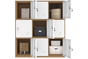 MECOLOR 9 Door Locker School Locker Storage lockers for Employees and Storage lockers for Home(9D-White)…