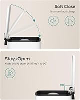 SONGMICS 8 L Kitchen Bin Steel Pedal with Inner Bucket Soft Close Cloud White view 5