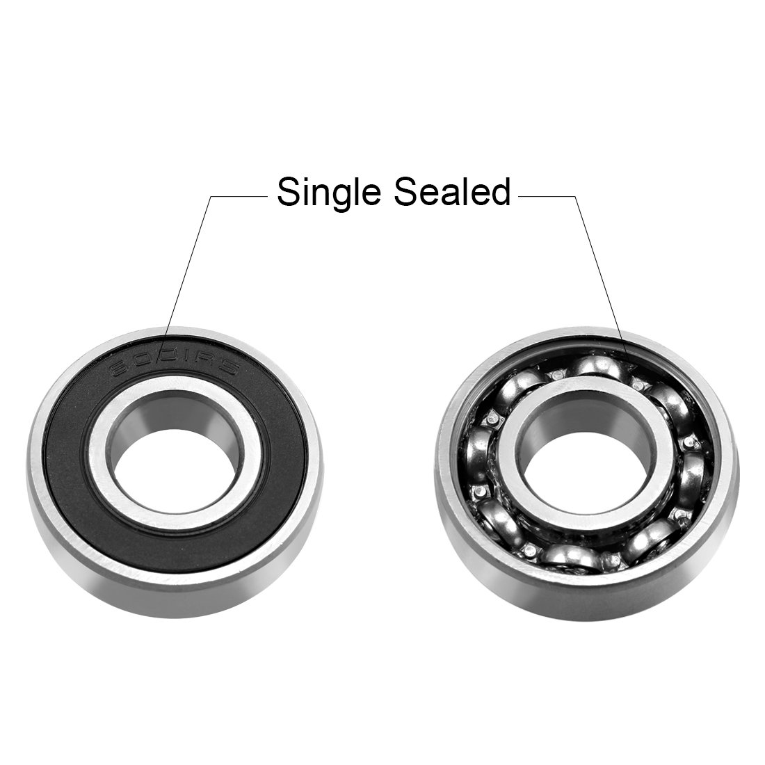 sourcing map 6001RS Deep Groove Ball Bearing Single Sealed 160101, 12mm x 28mm x 8mm Chrome Steel Bearings, 10-Pack - Image 3
