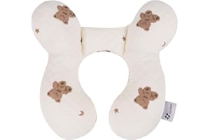 vocheer Baby Neck Pillow(Upgraded), Cotton, Baby Support Pillow, Car Seat Pillows for Newborn, Carseat Head and Body Support, Infant Travel Pillows for Prams, Pushchair, Stroller, Bouncer, Bears