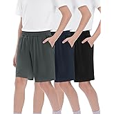 BOOJO 3 Pack Athletic Basketball Boys Shorts - Teen Black Soccer Running Baseball Quick Dry Shorts with Pockets for Youth