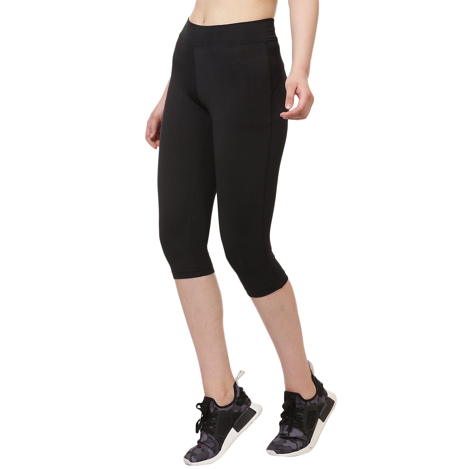 onesport black slim fit sports capri for women