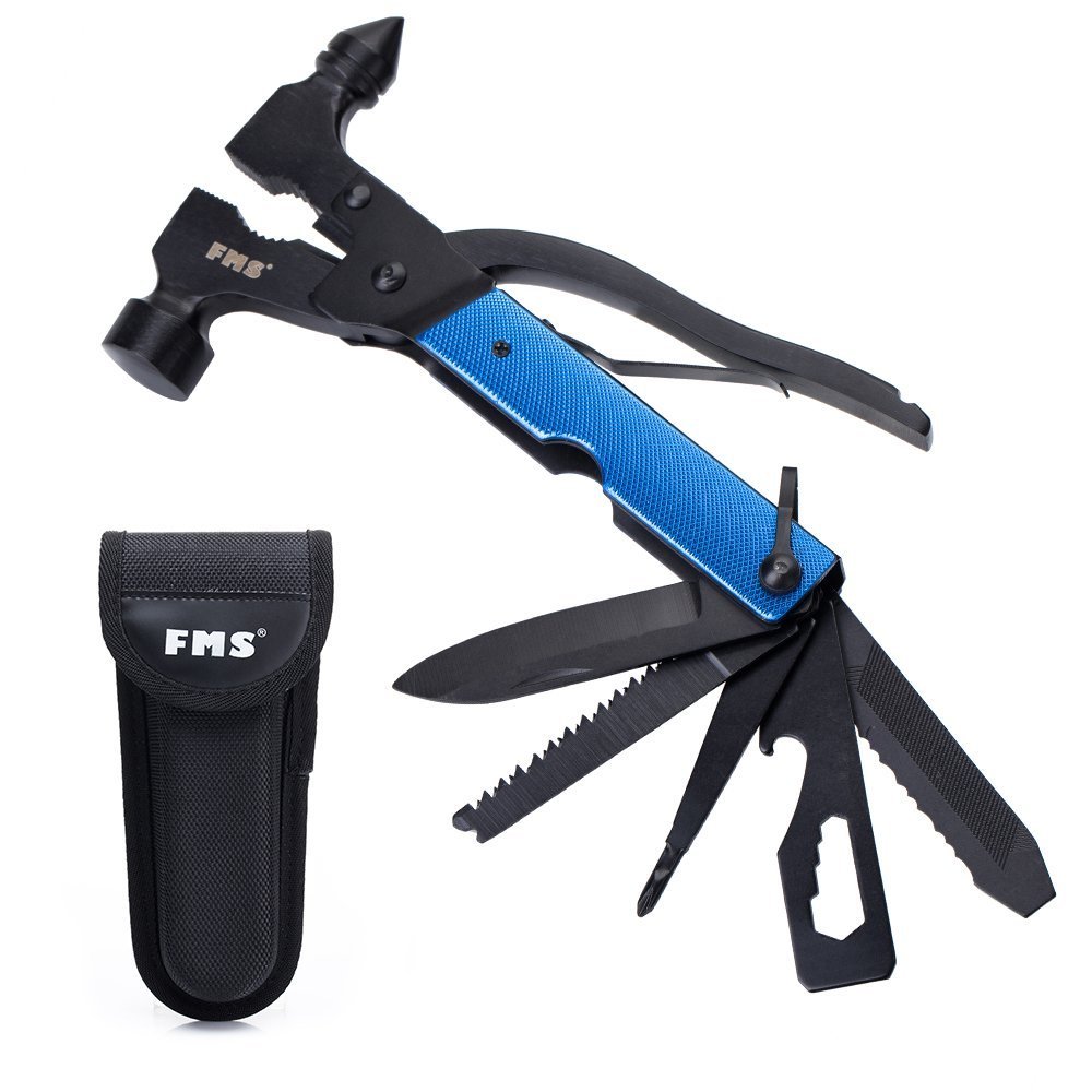 FMS Stainless Steel Multi Tool, Portable Multifunctional Tools Kit for Car Emergency, Camping, Household with Nylon Belt Pouch