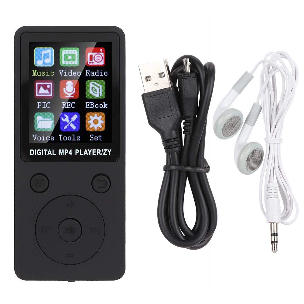 MP3 Player, MP4 Player T1 Music MP3 Player 8G with Bluetooth Support 32G Memory Card HiFi Stereo Portable Music Player Round Buttons (Black)