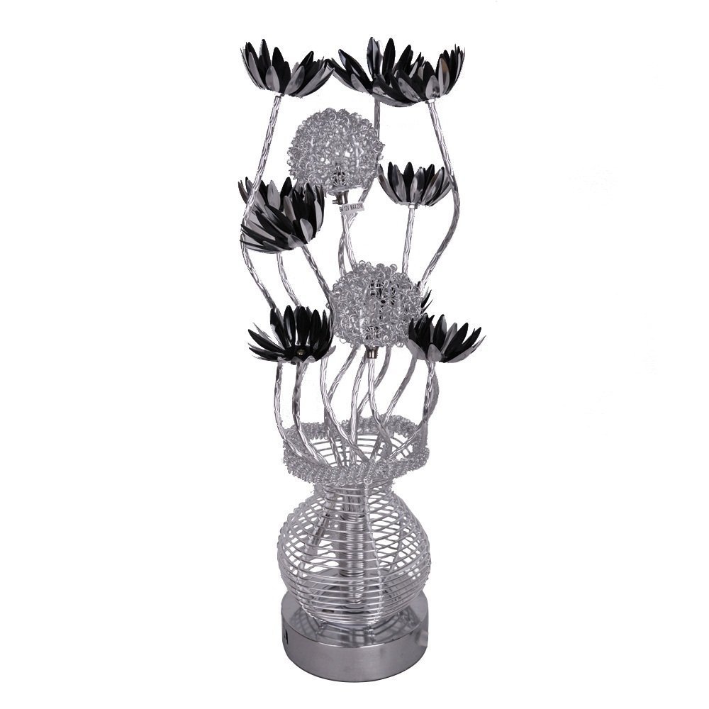 Modern Silver Black Aluminium Metal Vase Flowers Design Table