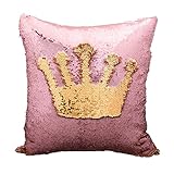 Idea Up Reversible Sequins Mermaid Pillow Cases 4040cm with magic mermaid sequin (Pale pink and Gold)