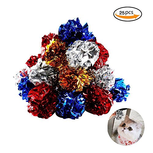 Bestsupplier 25 Pack Crinkle Balls Cat Toys - Original Mylar Crinkle Balls Cat Toysï¼ˆRandom Colorï¼‰