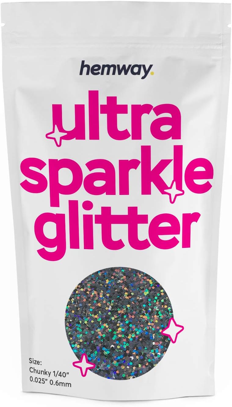 Hemway Ultra Sparkle Glitter Gun Metal Grey Holographic 100g Chunky