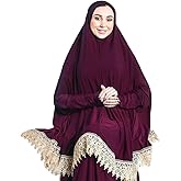 Women's Prayer Dress 2 Pieces Solid Color Plus Long Sleeve | One-Size | Hijab Abaya Suit