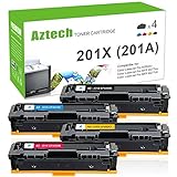 Aztech Compatible Toner Cartridge Replacement for HP 201A CF400A 201X CF400X,HP Color LaserJet Pro MFP M277dw,HP Laserjet Color Pro M252dw,HP LaserJet Pro M277c6 M277N M252N Printer Ink (KCMY,4-Pack)