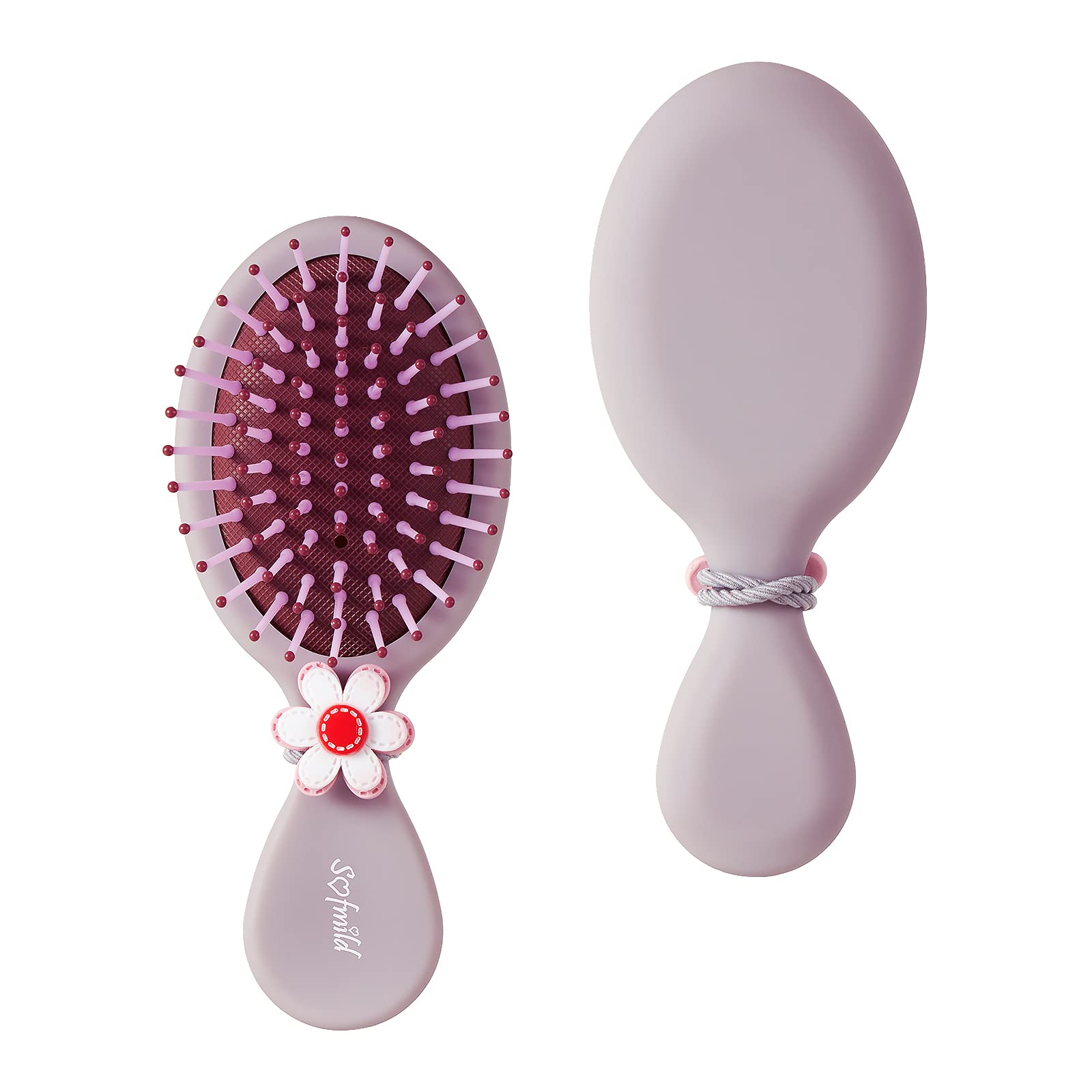 Hair Brush, Detangler Brush for Girls Boys Women Men Kids Wet Dry Hair, Mini Travel Detangling Brush for All Hair Types Glide Through Tangles With Ease for Smoothing Massaging Detangling, Purple