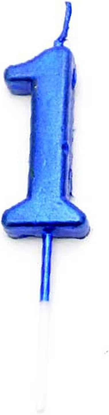 SHATCHI Blue 1 Number Candle Boys Birthday Wedding Anniversary New Year Party Cake Decorations Topper,4.5 cm