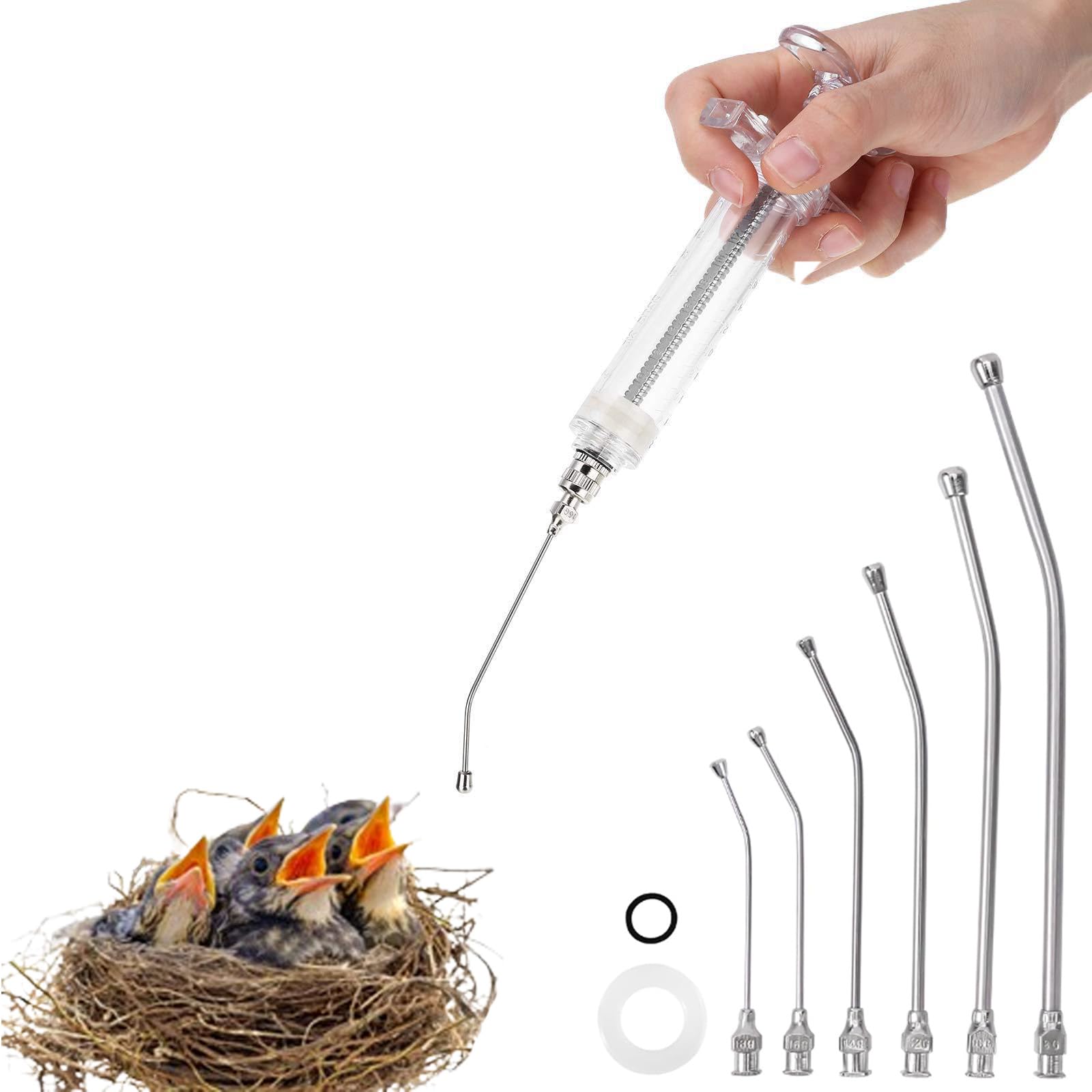 Michear Bird Feeding Syringe Kit Manual Feeding Tube 6 Pcs Crop Gavage Tubes Baby Bird Parrot Pet Hand Rearing 20ML