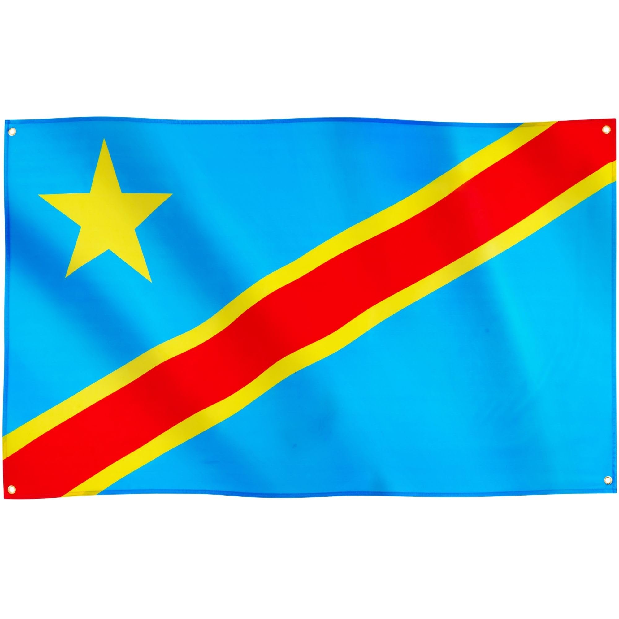 Runesol Republic of the Congo Flag, 91x152cm, 3ft x 5ft, 4 Grommets, Eyelet In Every corner, Congo Republic, Congo-Brazzaville, Premium Flag, Inside, Outside, Vivid Colours — image 1