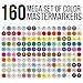 Mega Set of 160 Color Mastermarkers Permanent Professional Dual Tip Alcohol Double-Ended Art Markers with Chisel Point and Brush Tip - Soft Grip Barrels, Includes: Plastic Storage Case