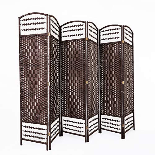 ALPHA HOME Woven Room Divider 6 Panel 6 Ft Portable Wide Tall Double