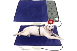 DEOMAN Pet Heating pad for Large Dog cat Heated Bed 34" x 21" with Soft Washable Cover Electric Heating pad Keep Pets Warmer Water Resistant Chew Resistant Cord